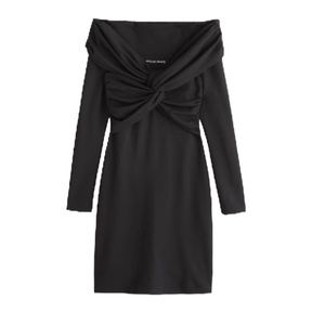 Abercrombie & Fitch Black Off-Shoulder Twist Mini Dress